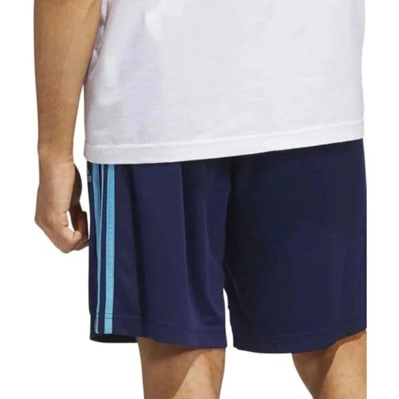 NWT ADIDAS Men's Aeroready Active Shorts XXL Blue 3-Stripe Zipper Pockets Drawst - Picture 3 of 12